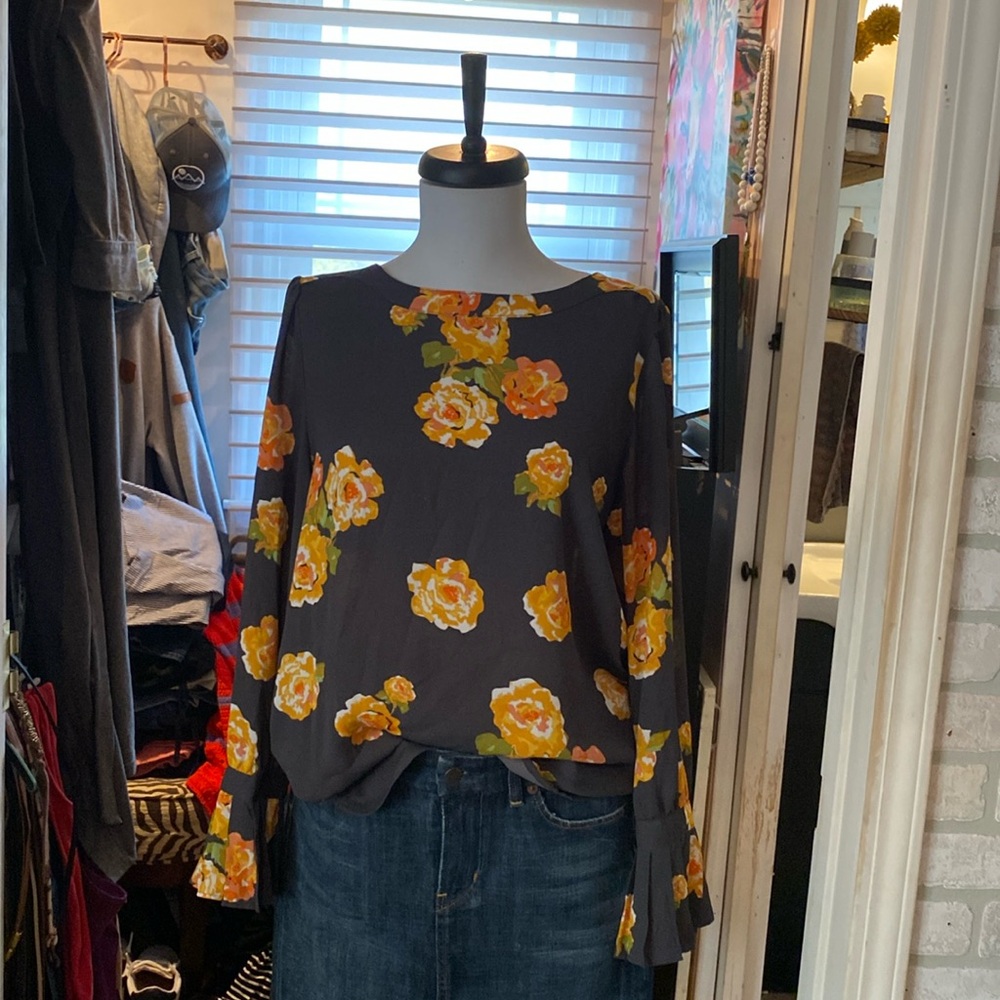 Grey floral blouse